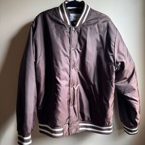TNA Satin Bomber Jacket - Chocolate Brown
